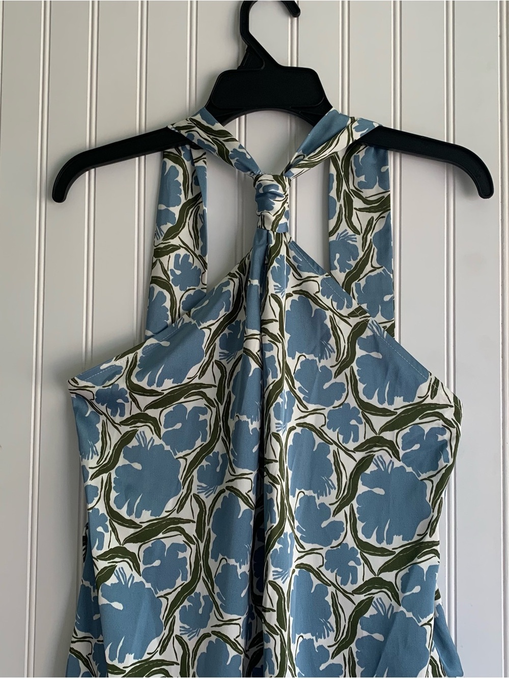 Commense Blue and Cream Floral Halter Maxi Dress Like New Medium - Picture 4 of 10
